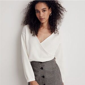 Madewell Cream Knit Wrap Sweater Top